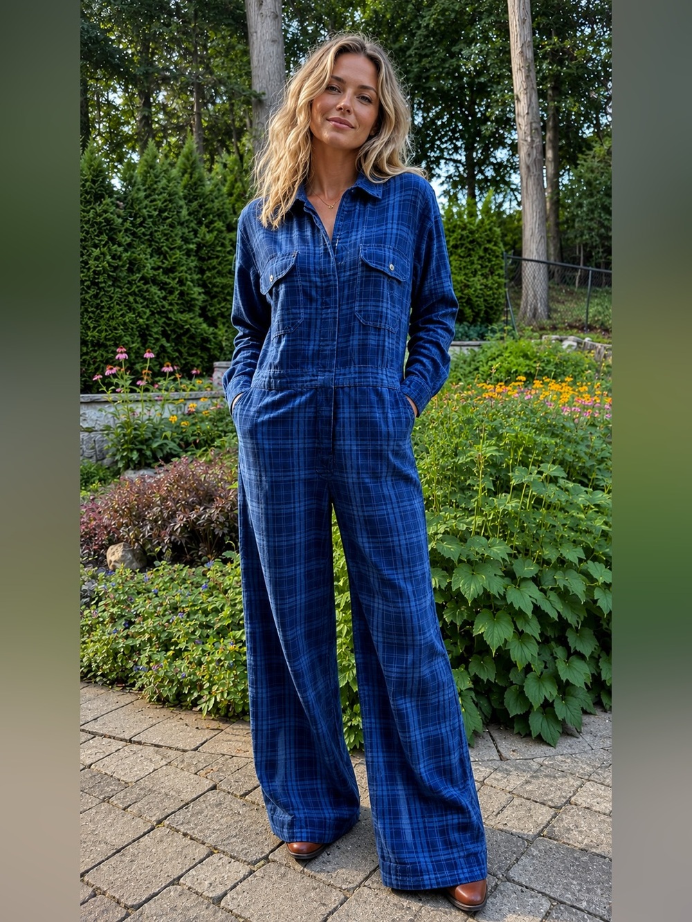 ASOS Plaid Denim Jumpsuit Utility Boiler Suit Large